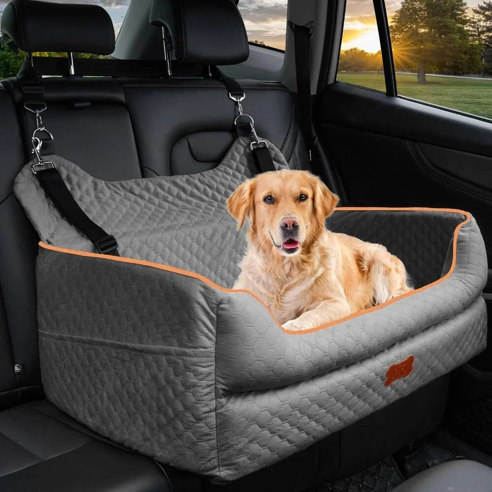 Dog Car Seat for Large/Medium Dogs - Memory Foam Dog Booster Seat for Under 55Lb